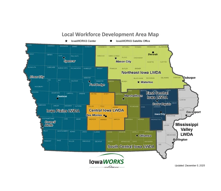 Local Workforce Area Map with Six Regions (Homepage Promo)