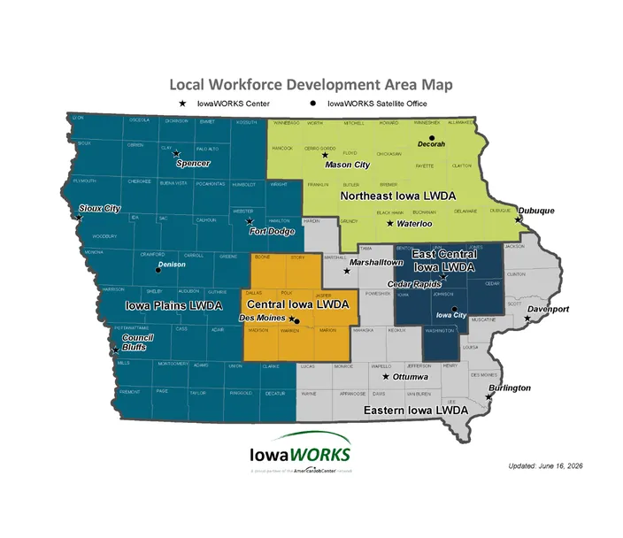 Local Workforce Area Map with Five Regions (Homepage Promo)