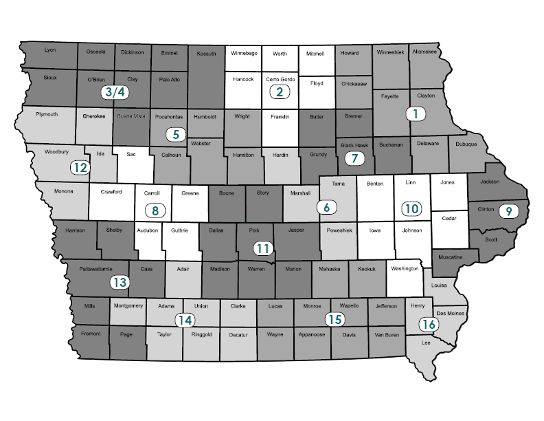 Map of 15 local workforce areas