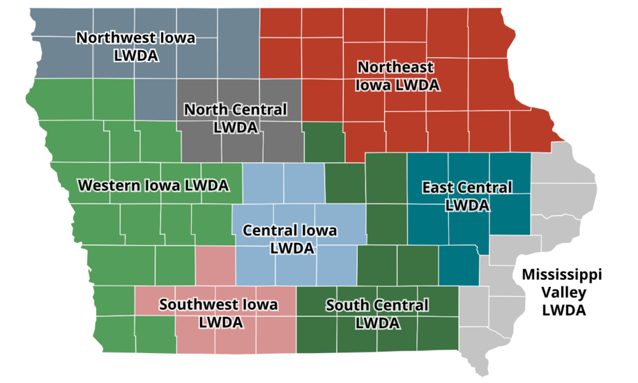 Map of 9 local workforce areas
